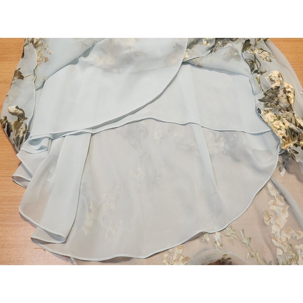 Alex Evenings Y2K Dress Fairy Floral Vintage Beaded Asymmetric Size 8 Silk Blue - Picture 16 of 16